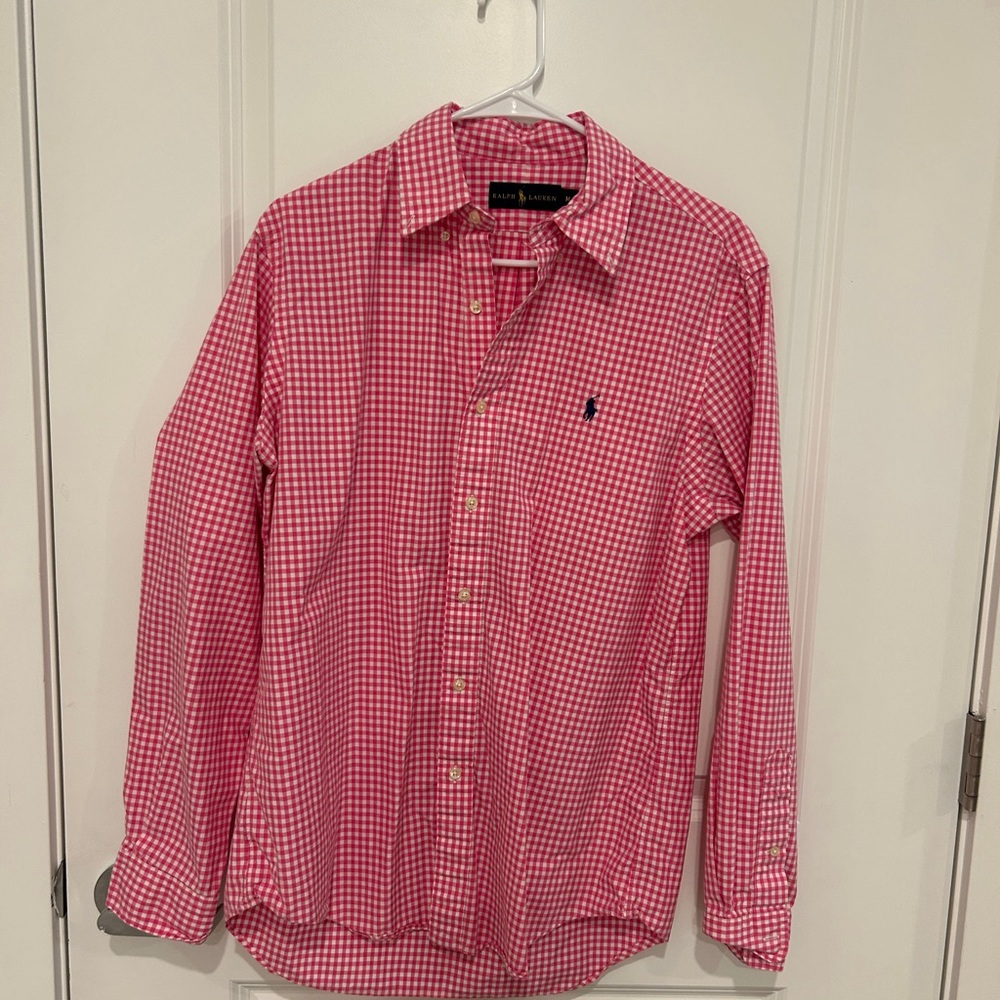 Ralph Lauren Pink Checkered Button Down Shirt
